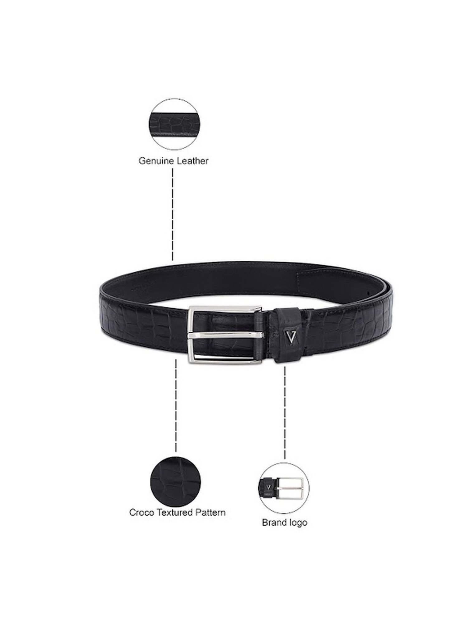 Crusset Black Leather Formal Belt for Men