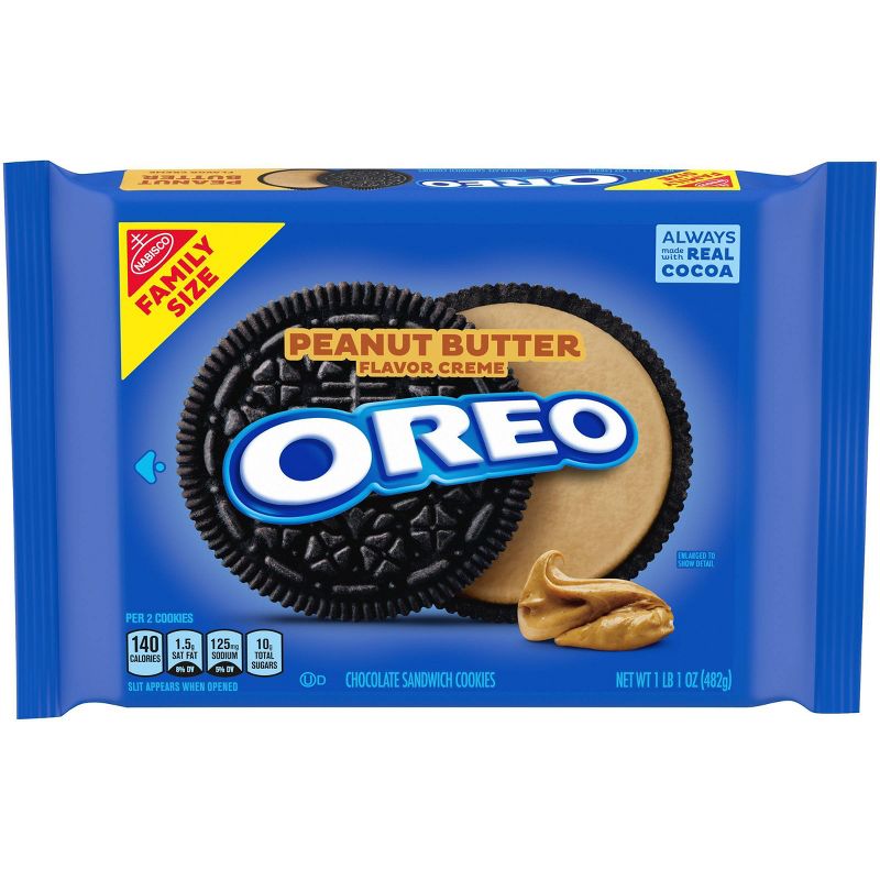 Oreo Peanut Butter Flavor Creme Chocolate Sandwich Cookies Family Size - 17oz