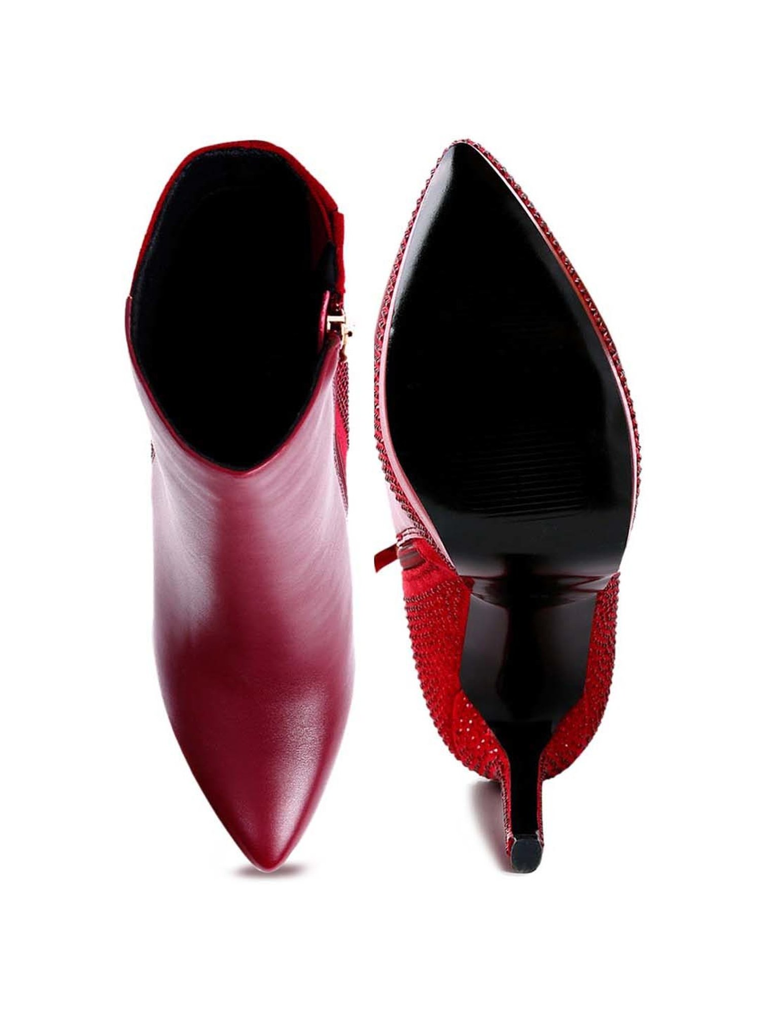 London Rag Women's Burgundy Stiletto Booties