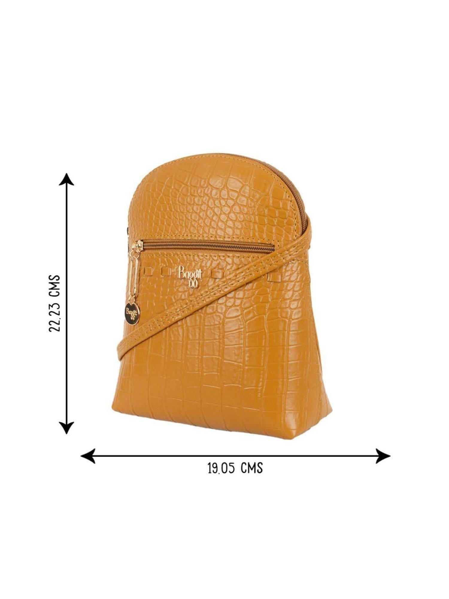 Baggit Mustard PVC Textured Backpack - 3.23 Ltrs