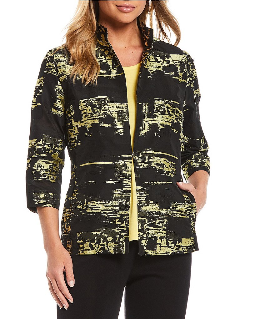 Eva Varro Solid Knit Jersey Notch Lapel Collar Two-Button Jacket