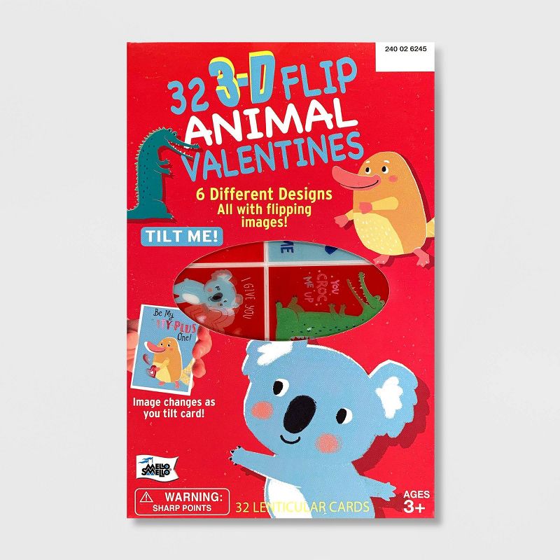 Mello Smello 32ct 3D Flip Animal Valentines Cards
