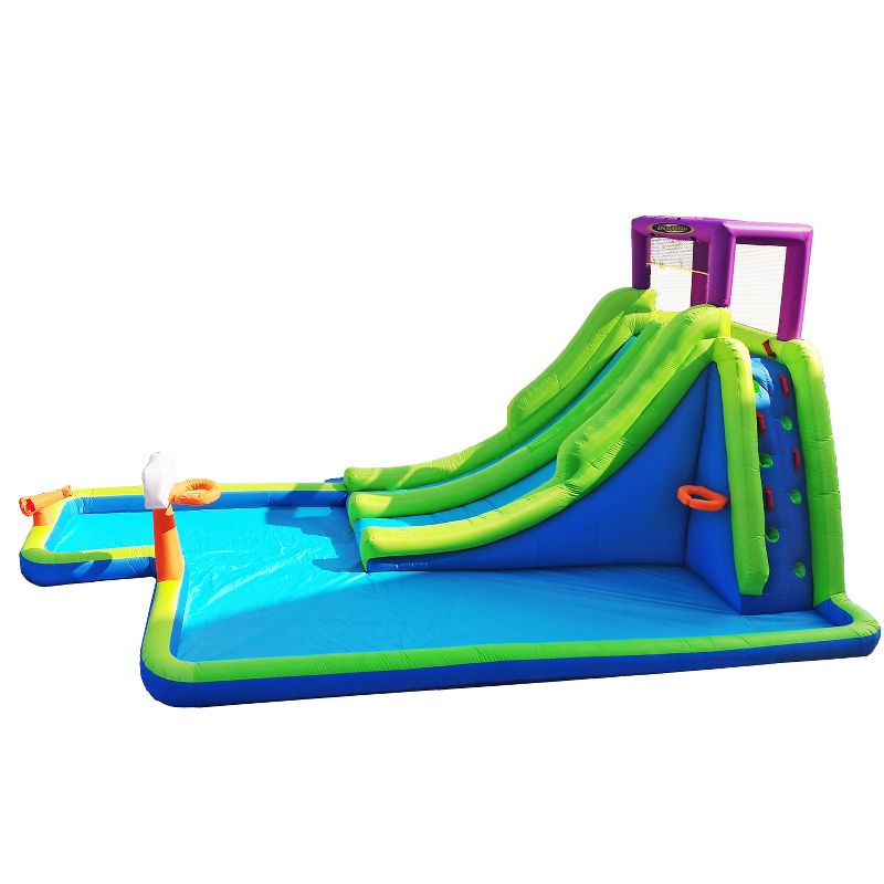 H2OGO! 53346E Mount Splashmore Kids Inflatable Backyard Water Slide Splash Mega Park Toy with Climbing Wall, Slide, Splash Zone, and Spray Blaster