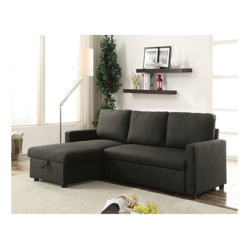Hiltons Sectional Sofa with Sleeper Charcoal - Acme Furniture
