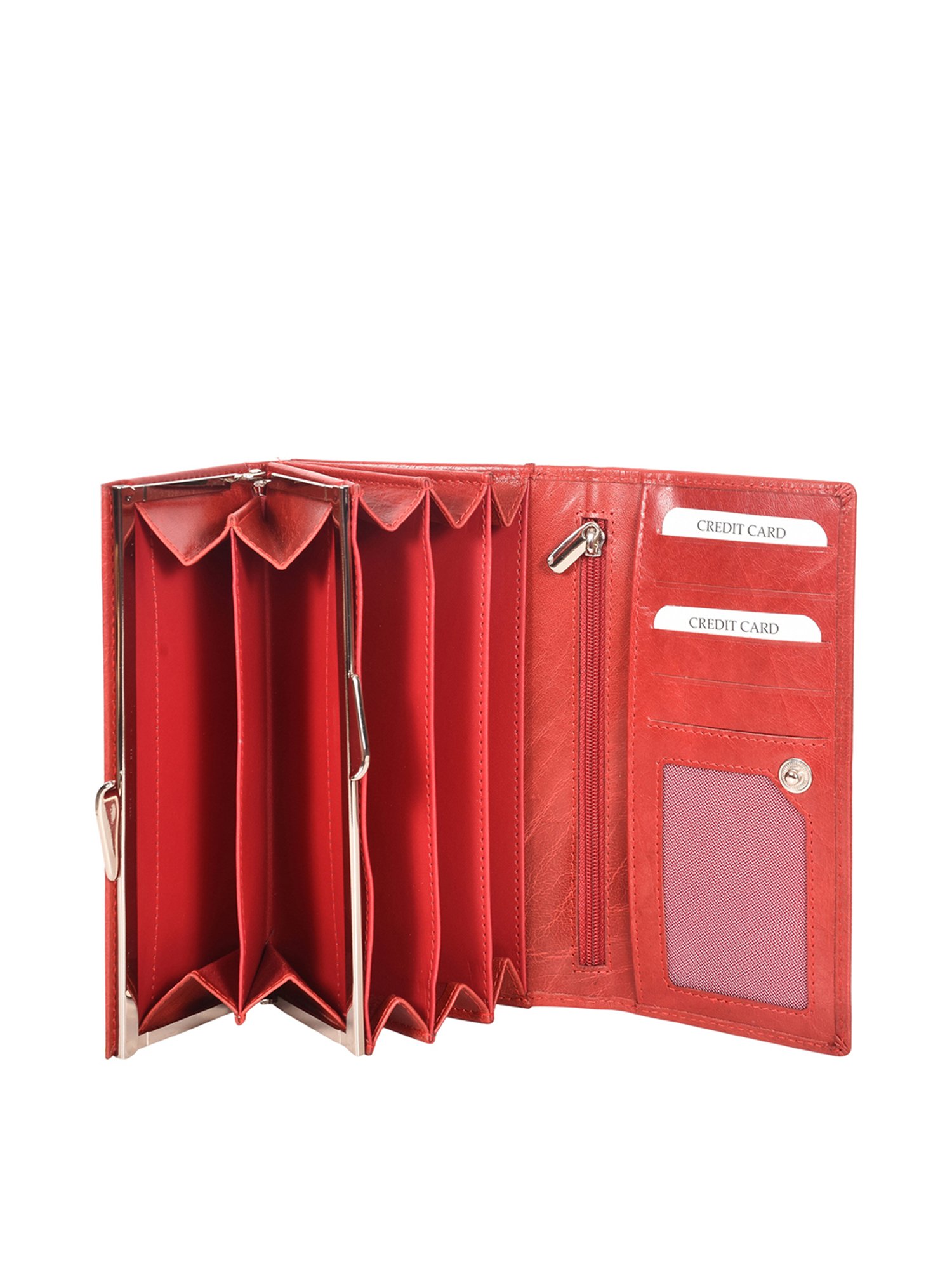 SASSORA Red Solid Rfid Wallet for Women