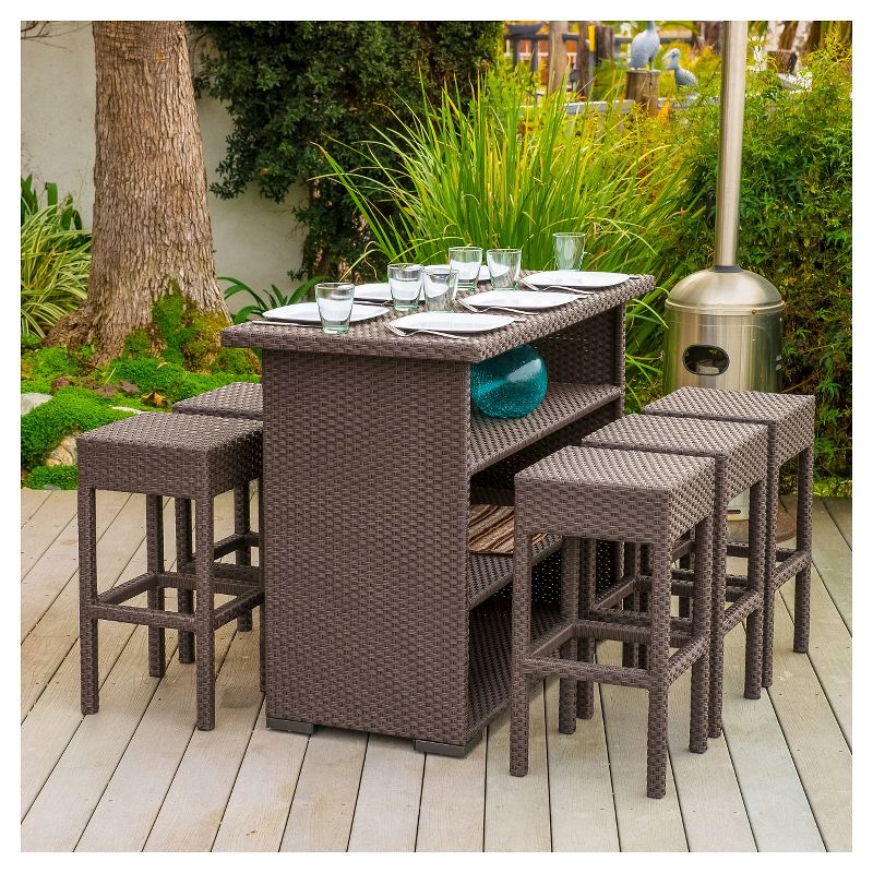 Ariesa 3pc Outdoor Bar Set - White & Gray - CosmoLiving