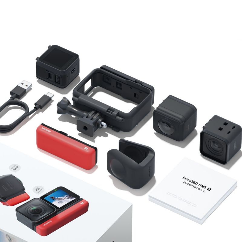 Insta360 ONE R Twin Edition Dual Lenses Anti-shake  Sports Action Camera (5.7K 360&deg; Panorama Lens + 4K Wide Angle Lens) 5M Body Waterproof Supports FlowState Stabilization  Hyperlapse Voice Control