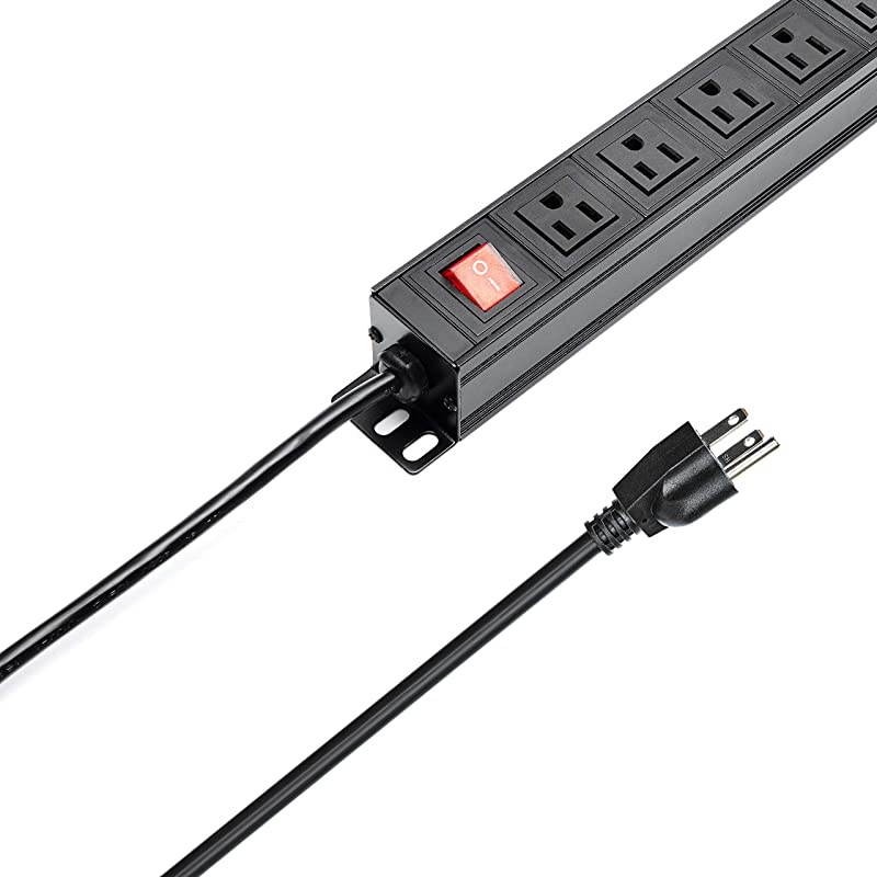 Power Strip Surge Protector RackMount PDU6 Right Angle Outlets WideSpaced15A125V 6ft Cord Black