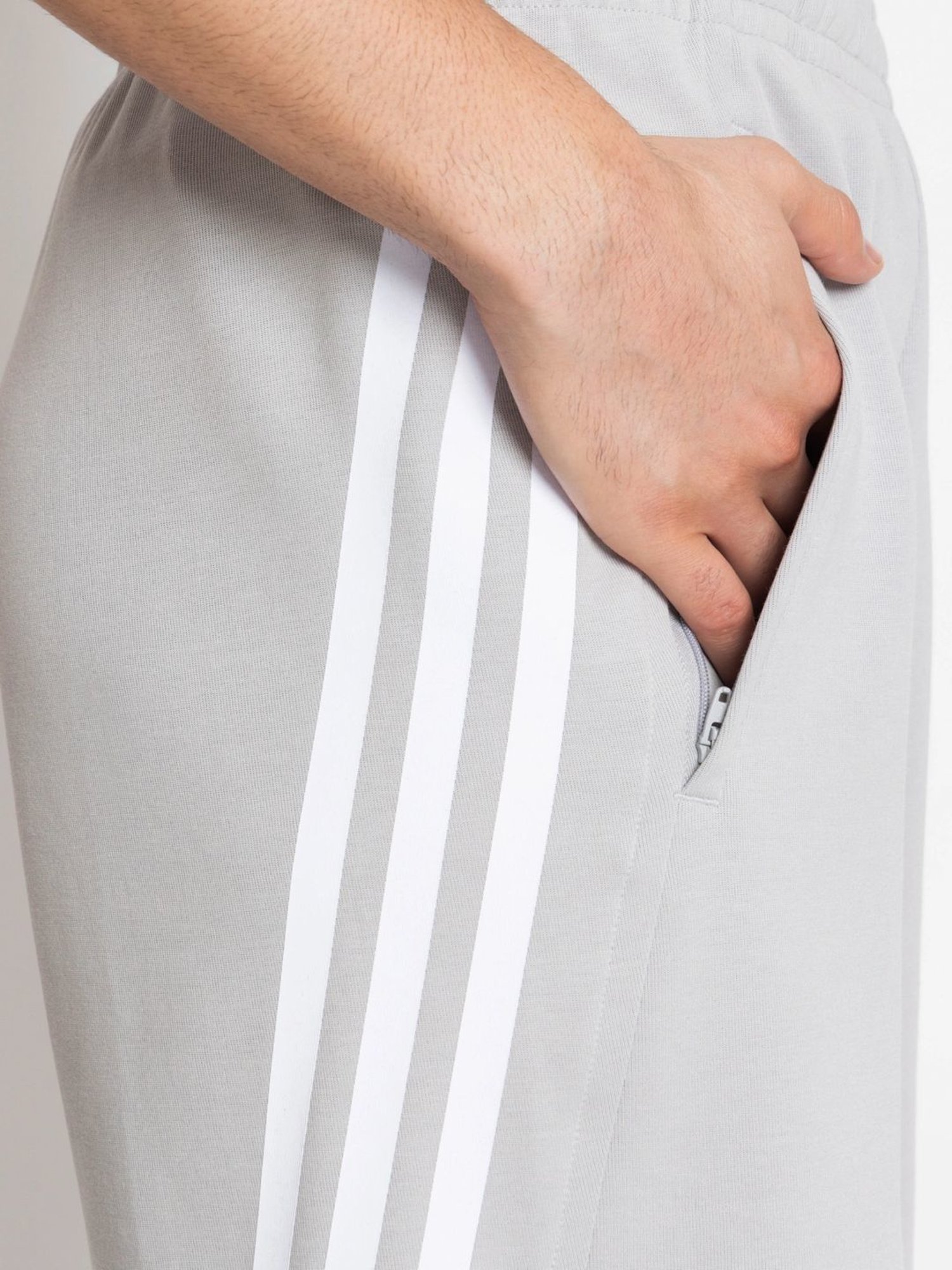 Adidas Grey Regular Fit Striped Sports Shorts