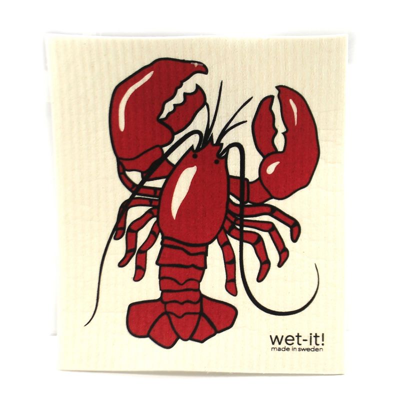 Swedish Dish Cloth 7.75" Nautical Set Absorbent Cleaning Cloth  Crab Lobster  -  Dish Cloth