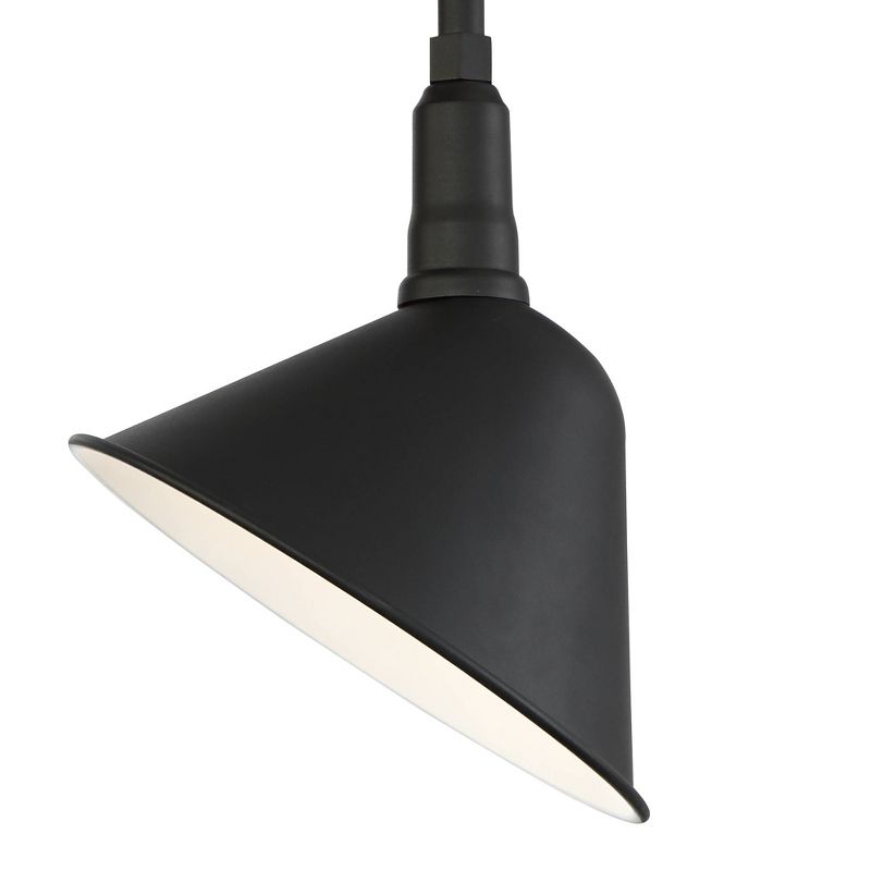 Franklin Iron Works Rustic Farmhouse Outdoor Barn Light Fixture Black 18" Curving Gooseneck RLM Exterior House Porch Patio Deck