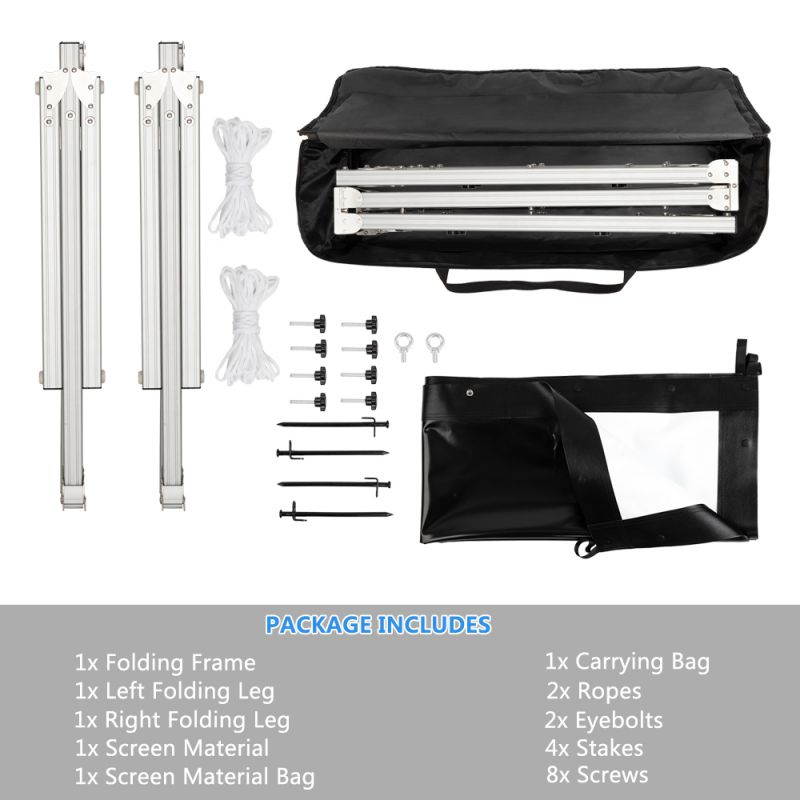 Leadzm 100" 16:9 Fast Folding Screen Outdoor Indoor Portable Projector Screen