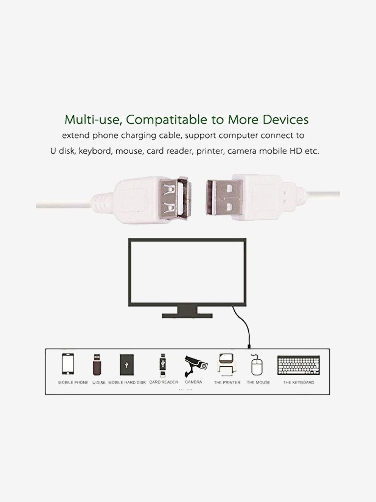 Ebsb Usb 3.0 Extension Cable A-Male To A-Female (White)