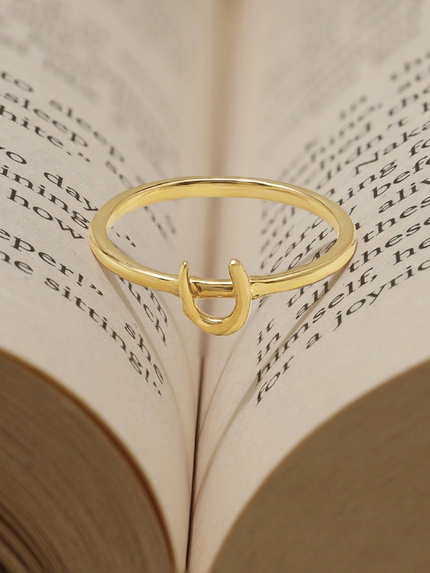 Mia by Tanishq Letter U 14k Yellow Gold Initial Ring