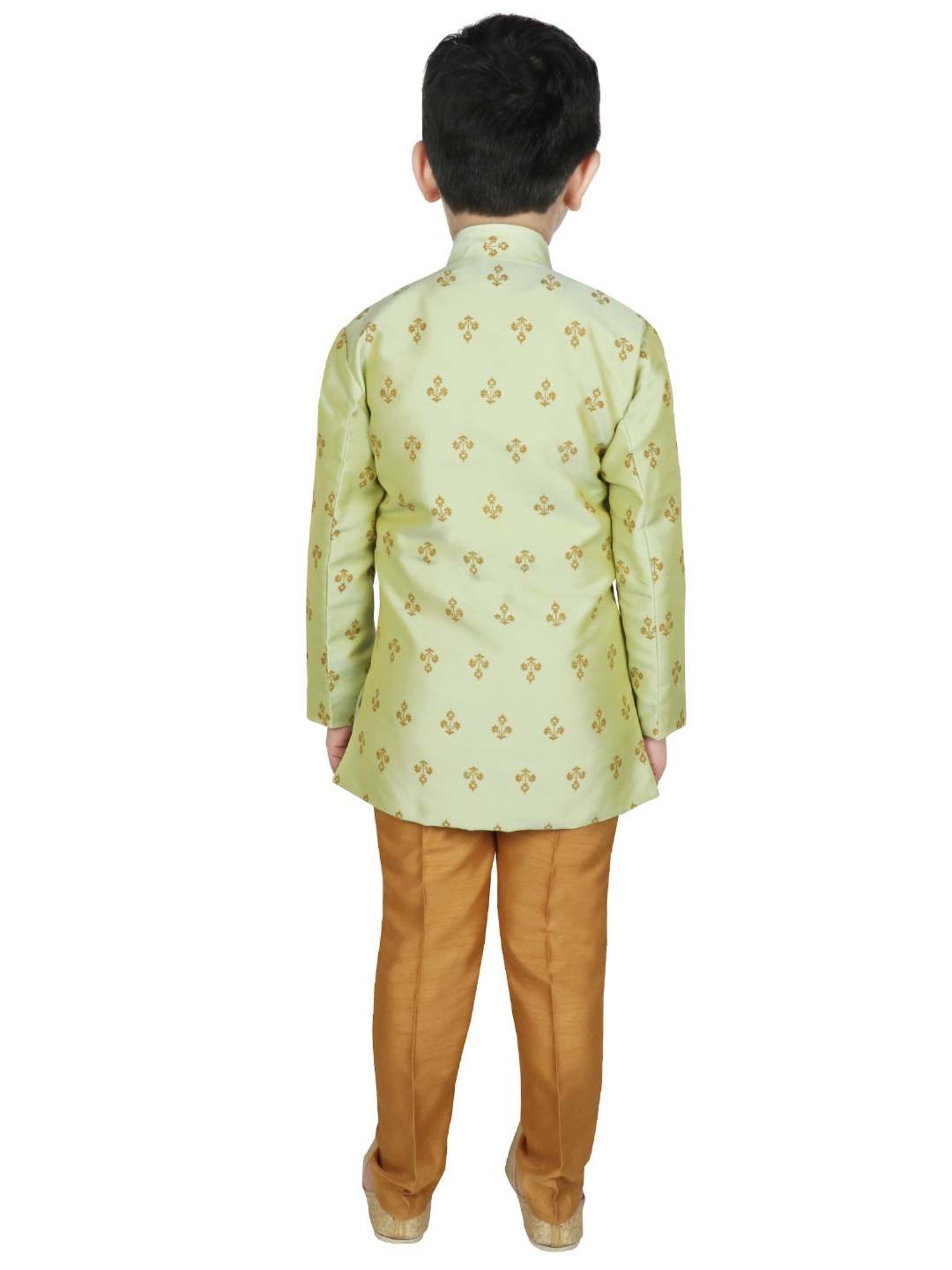 VASTRAMAY Boys Turquoise Floral Full Sleeves Indowestern