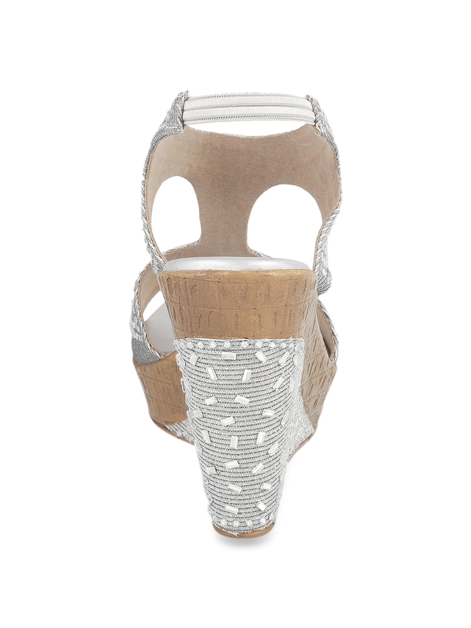 Mochi Women's Silver Sling Back Wedges