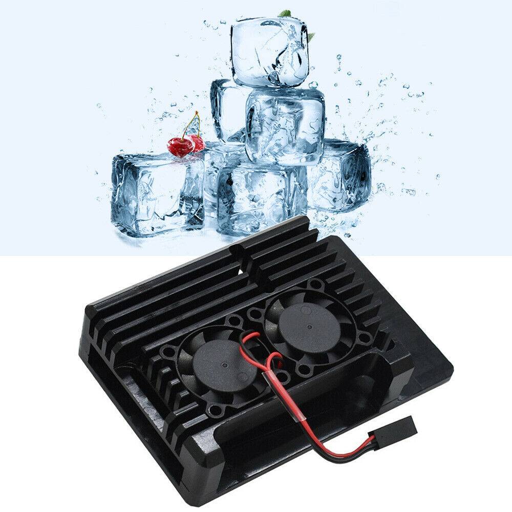 2 x Kuhlkorper Gehause aus Aluminium 2 Lufter Fan fur Raspberry Pi 3 B+