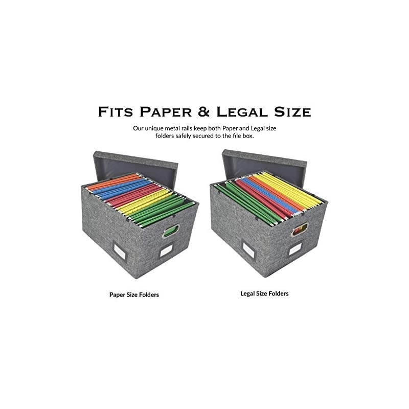 Organizer Box Storage with Lid, Collapsible Hanging Documents for s, Filing, Portable, Book, Folder Holder, Desktop, Letter and Legal Storage Box, Gray 1 Pack