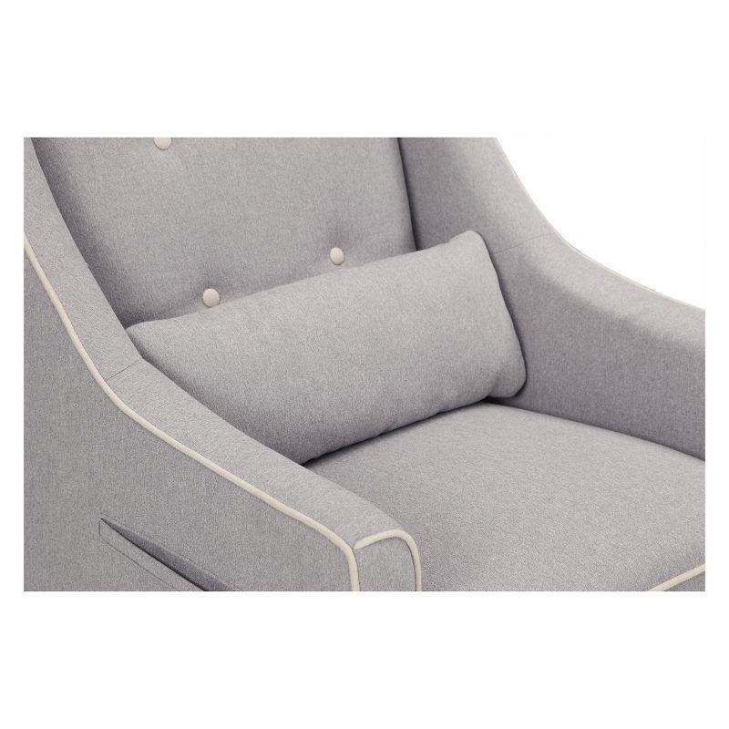 DaVinci Owen Glider and Storage Ottoman - Gray with Cream Piping