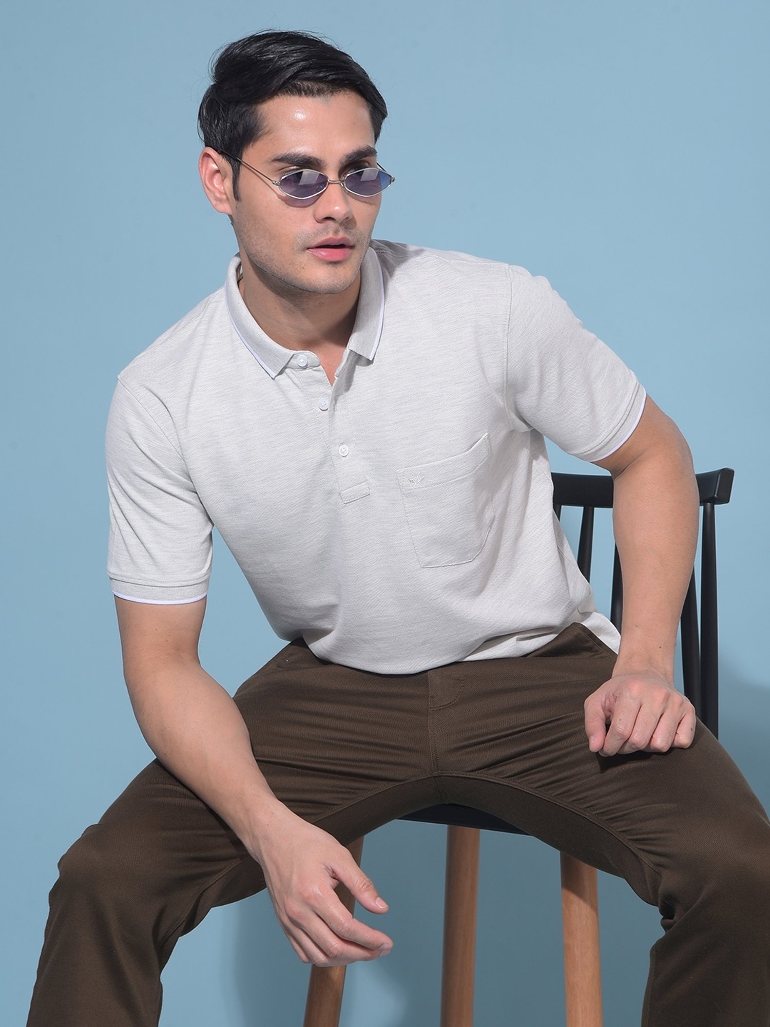 Crimsoune Club Grey Slim Fit Polo T-Shirt