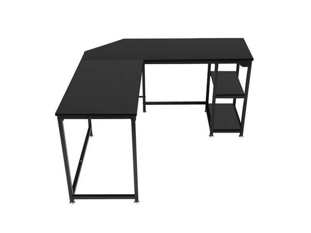 55&rdquo; L Shape Computer Desk with 2 Storage Shelf, Corner Computer Gaming Desk with Movable Shelf Table for Home Office, Modern Simple Style PC Desk, Large Size Corner Computer Desk with Shelf, GT183
