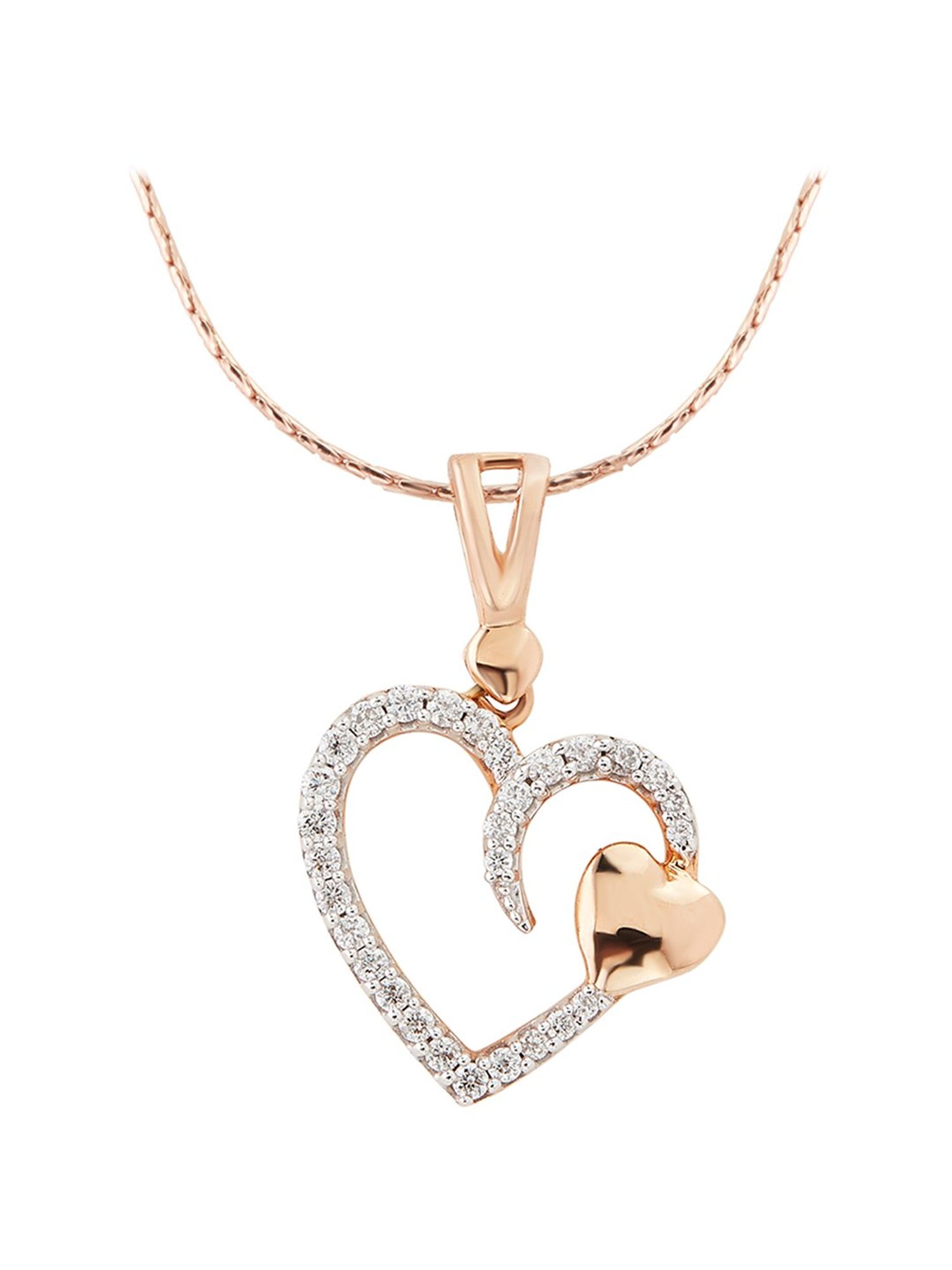 Waman Hari Pethe Jewellers 18k Rose Gold & Diamond Pendant without Chain for Women