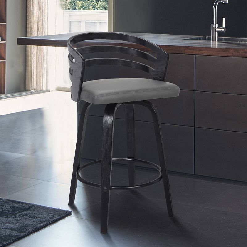 30" Jayden Bar Height Swivel Barstool Black/Gray - Armen Living