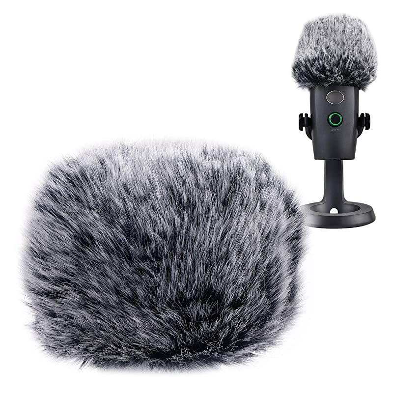Microphone Furry Windscreen Muff Mic Wind Cover Fur Pop Filter as Foam Cover Compatible with Blue Yeti Nano