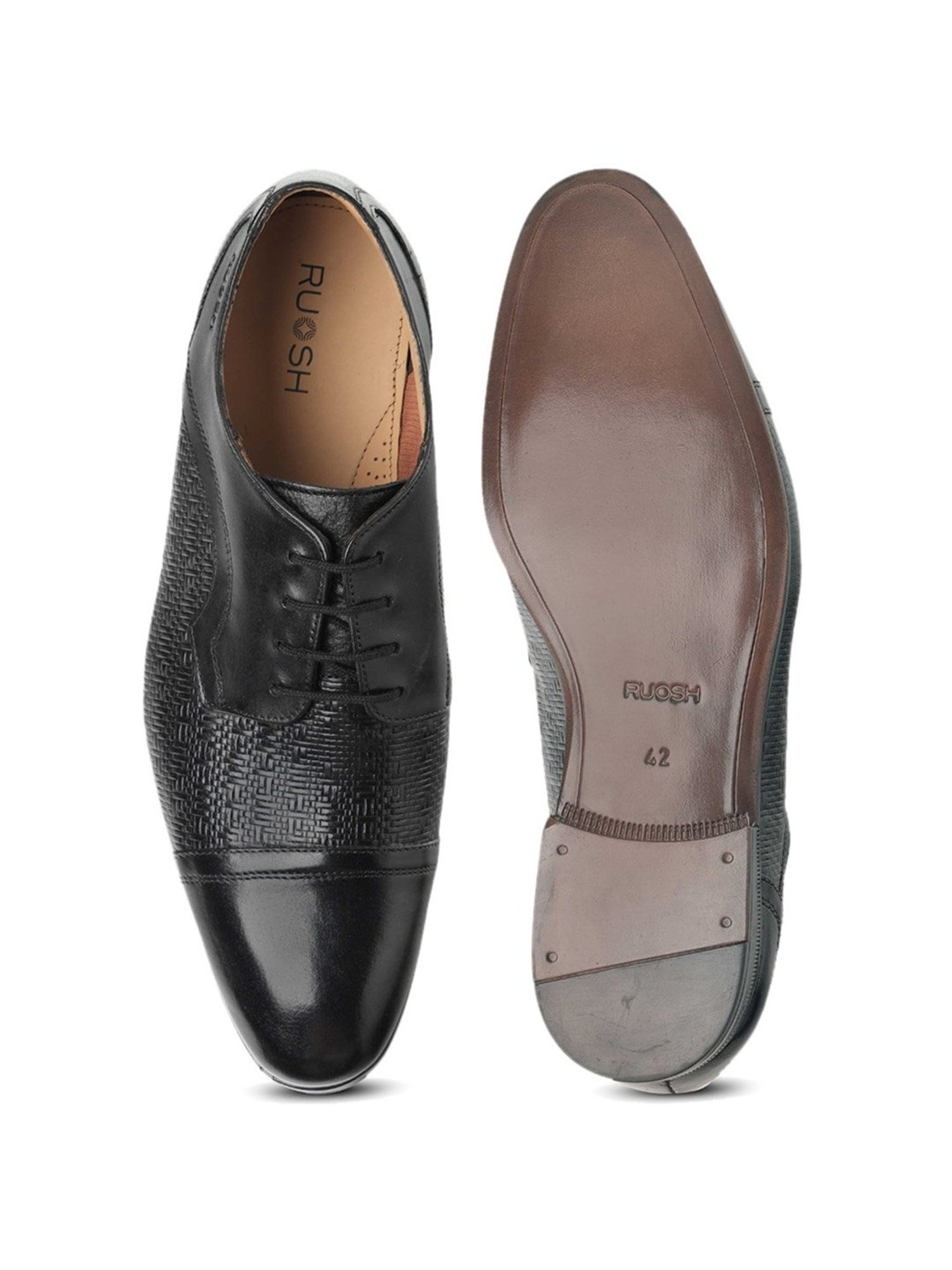 Ruosh Men's Black Derby Shoes