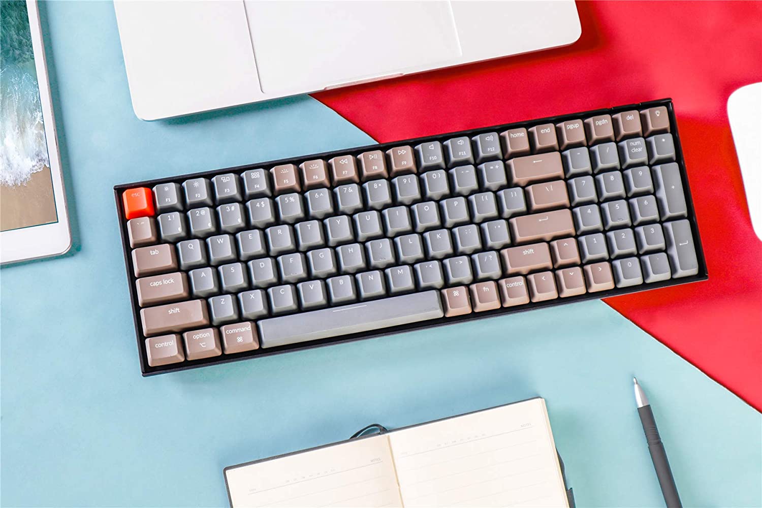 Keychron K4 Wireless Bluetooth/USB Wired Gaming Mechanical Keyboard, Compact 100 Keys RGB LED Backlit Gateron Red Switch N-Key Rollover, Aluminum Frame for Mac Windows