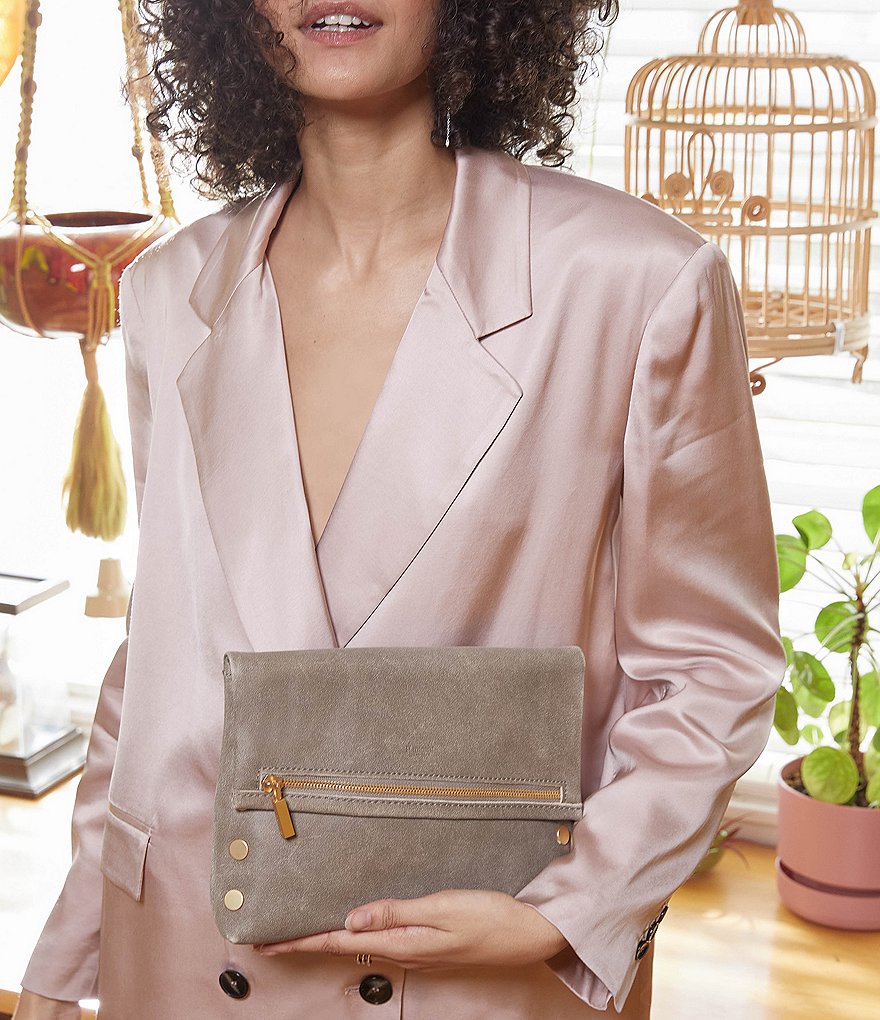 Hammitt VIP Studded Leather Fold-Over Zip Flap Medium Crossbody Bag