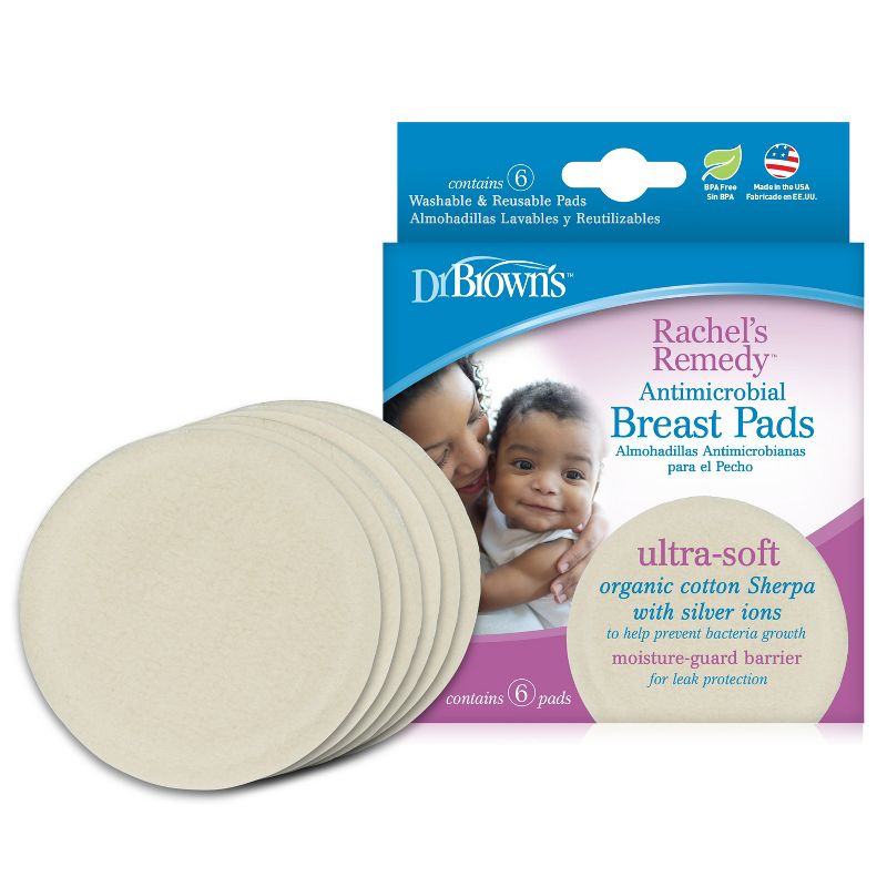 Dr. Brown's Rachel's Remedy Washable Antimicrobial Resistant Breast Pads - 6pk