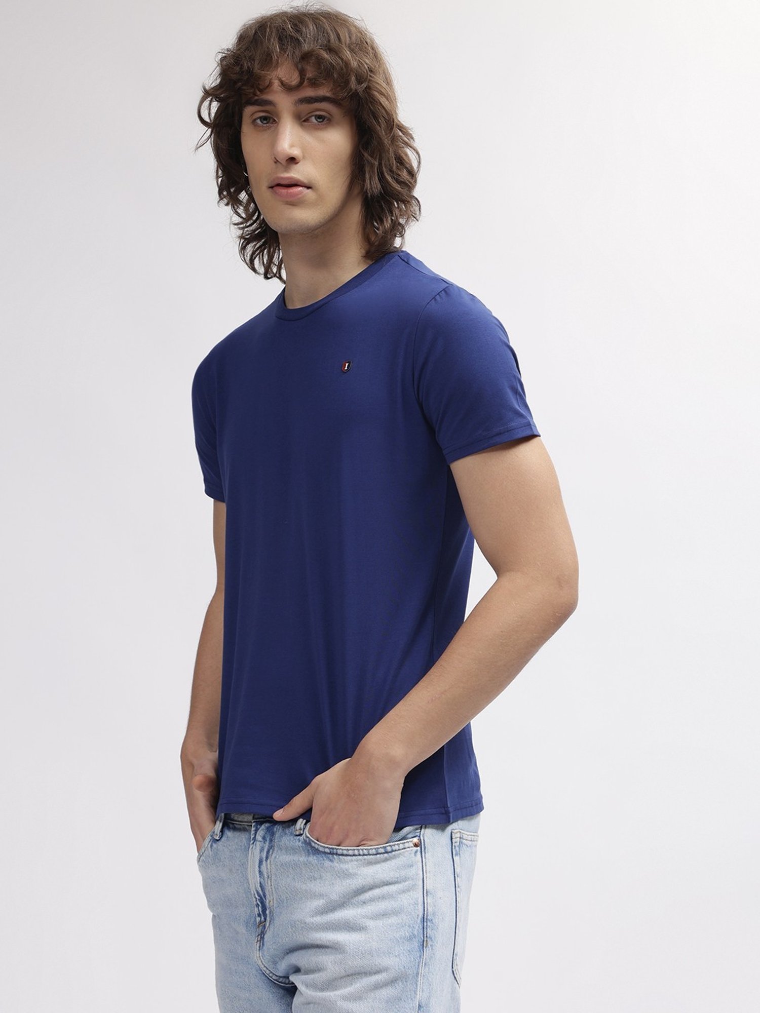 Iconic Navy Cotton Regular Fit T-Shirt