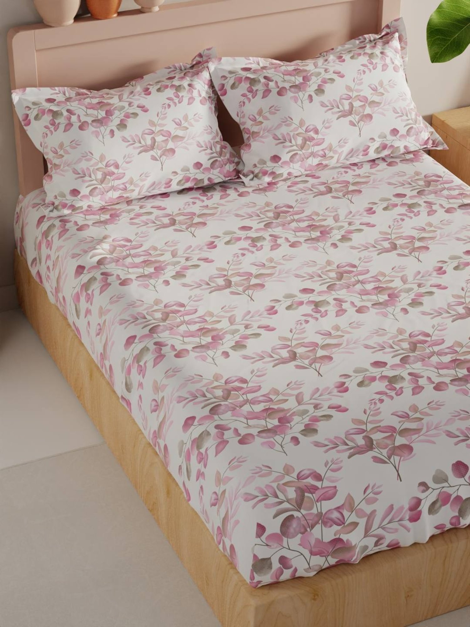 Bianca Bamboo Micro Floral Multicolor 192 TC Microfibre King Bedsheet with 2 Pillow Covers