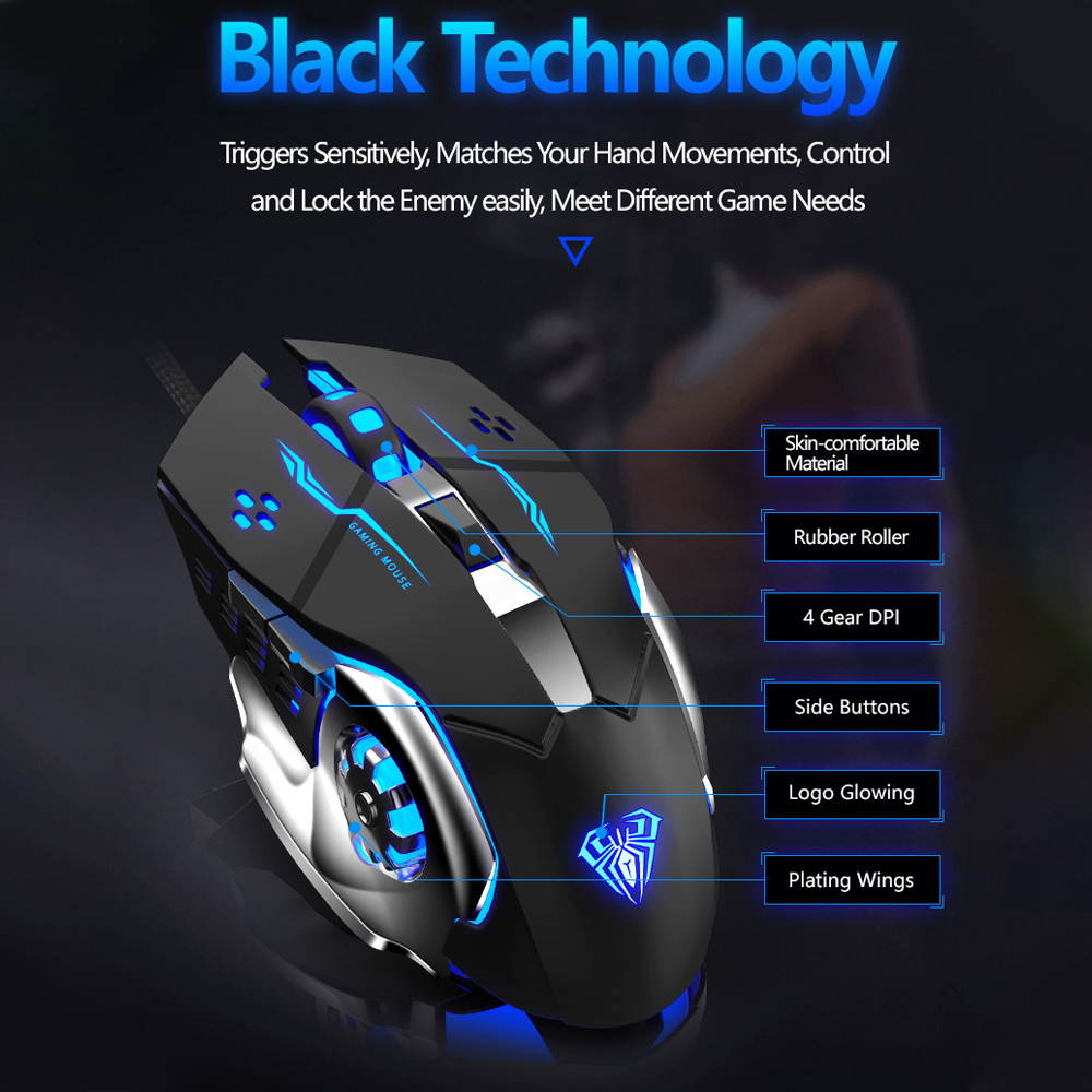 AULA H510 RGB Gaming Mouse with 9 Side Buttons High Precision 10000 DPI Optical Sensor, Fire Button Computer Mice 14-Programmable-Buttons for PC/Gamer