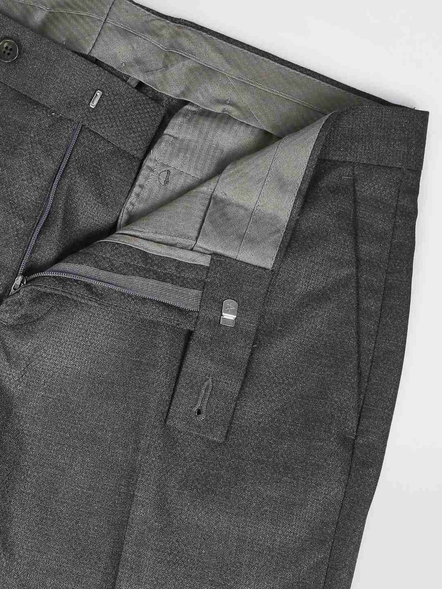 Arrow Grey Regular Fit Self Pattern Trousers