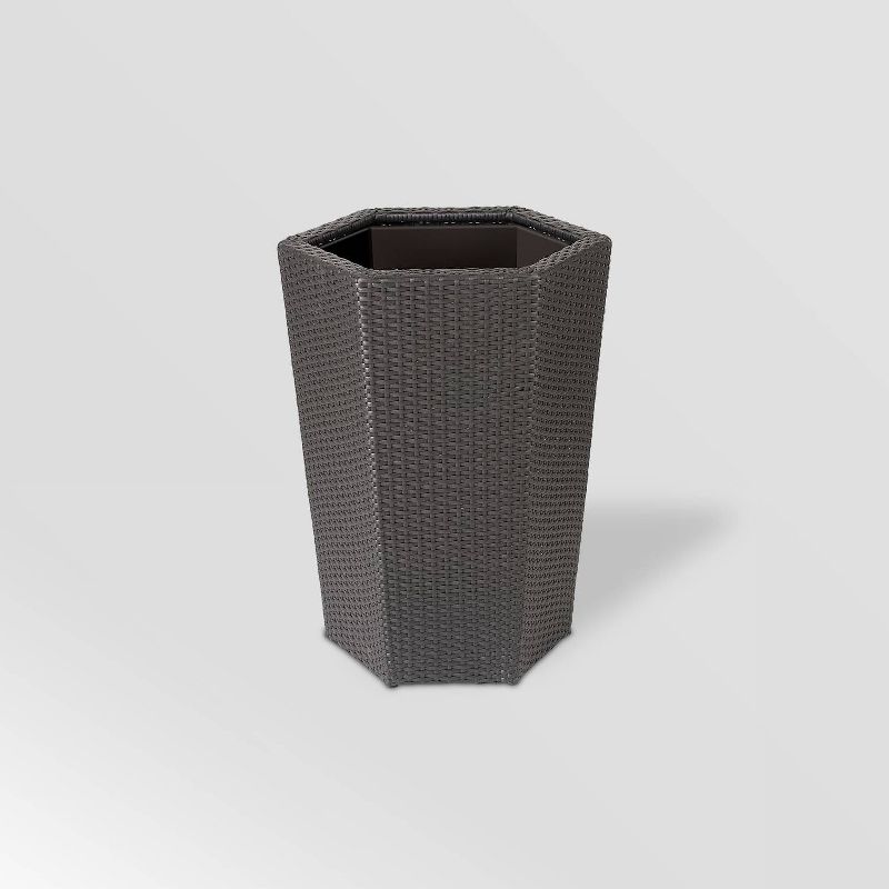 24" Resin Wicker Vista Planter Black - DMC Products