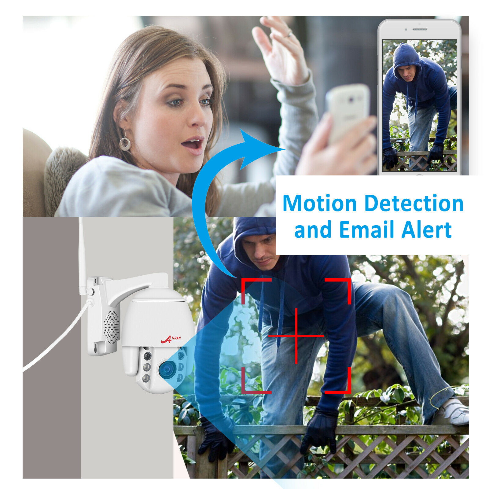 Pan Tilt Outdoor Security Camera, 1920P/5MP Home WiFi IP Camera, Pan Tilt Dome Surveillance Cam, Two Way Audio Motion Detection Clear Night Vision Onvif Waterproof CCTV Camera Support Max 128G SD