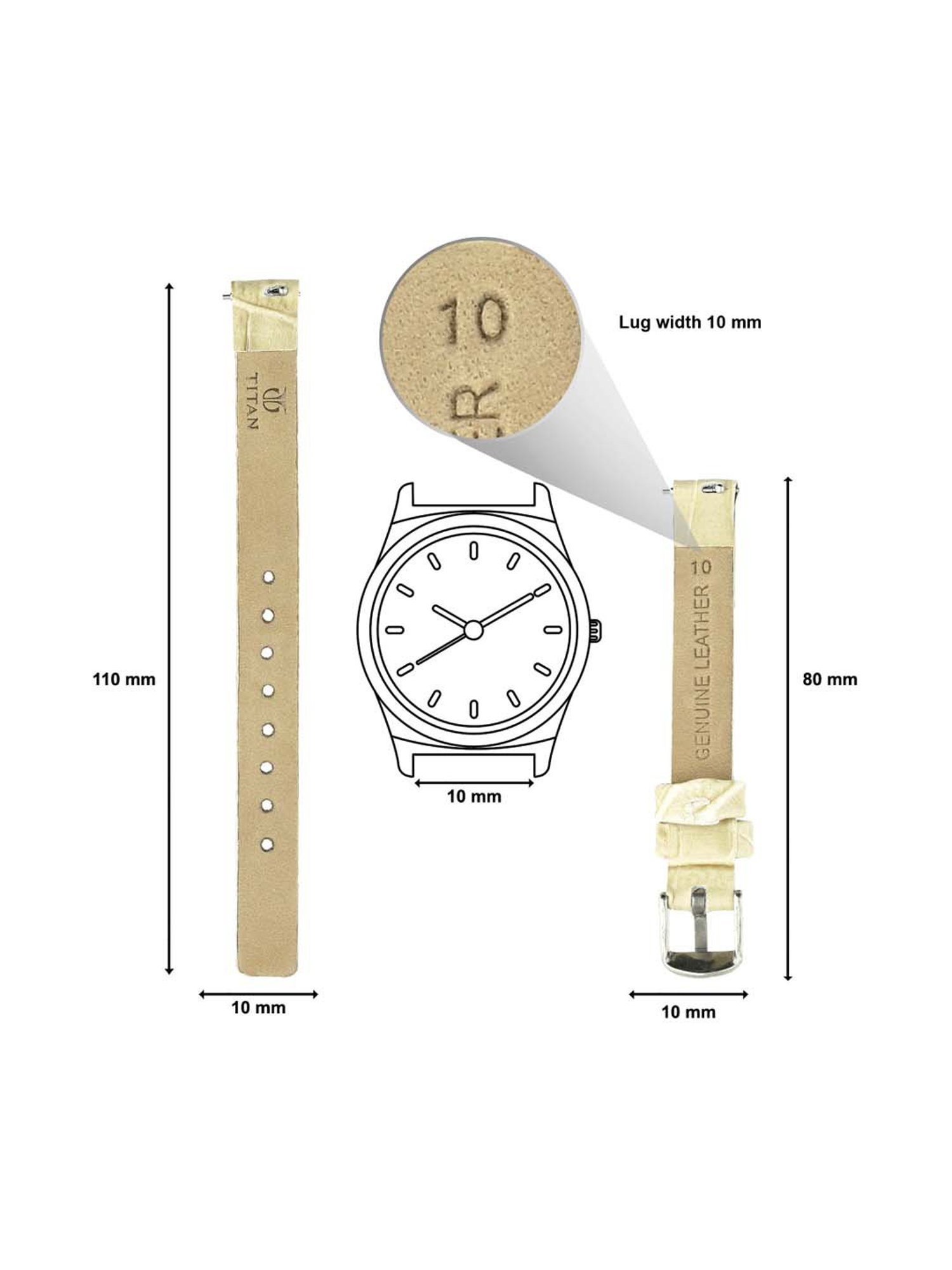 Titan 24 mm Tan Genuine Leather Strap for Men