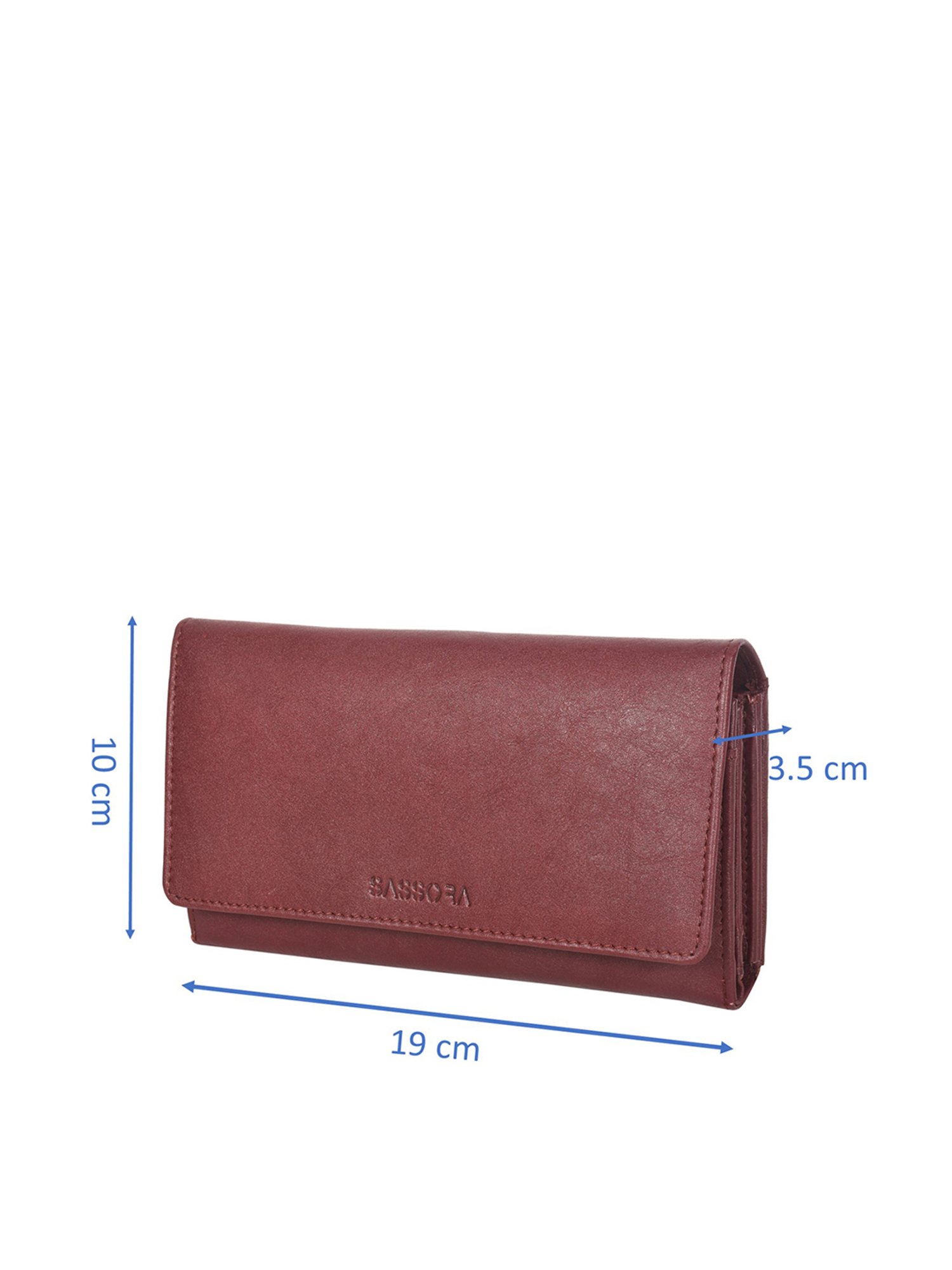 SASSORA Maroon Solid Rfid Tri-Fold Wallet for Women