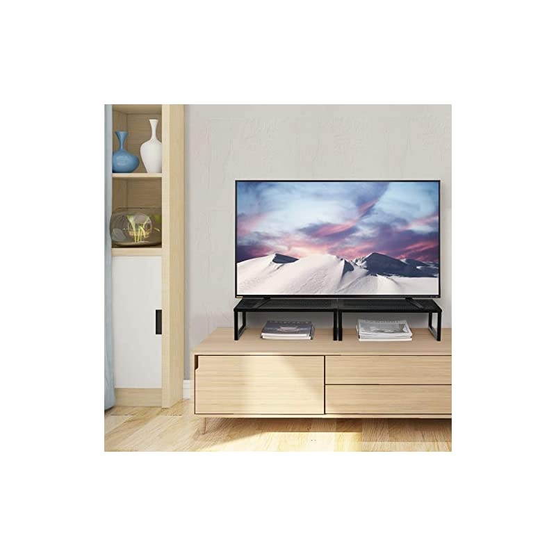 2 Pack-  Monitor Stand Riser, Metal Desk Organizer Stand with Anti-Slip Suction Cup for Laptop, Computer, iMac, Pc, Printer, Black