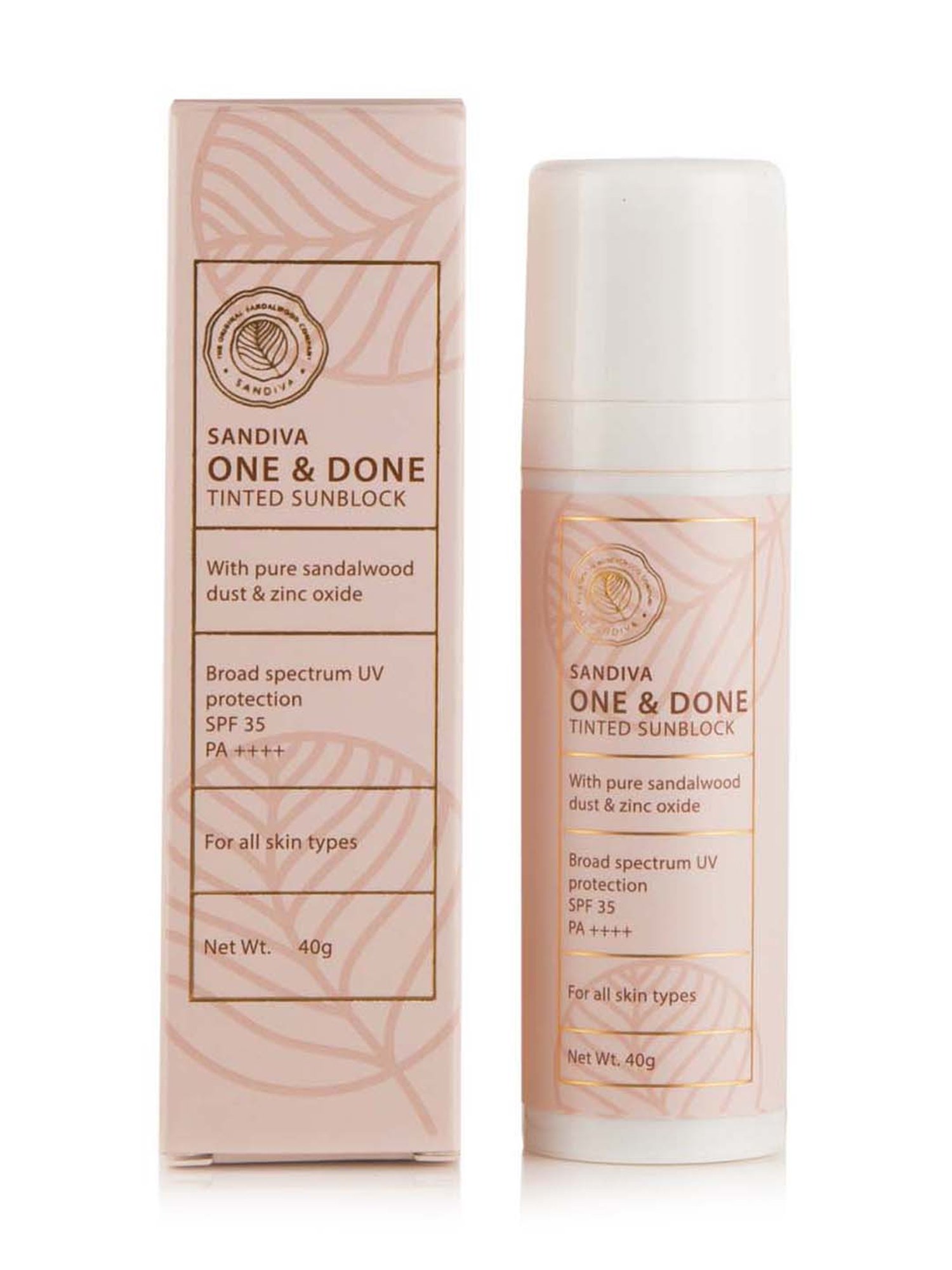 SANDIVA One & Done Tinted Sunblock with Sandalwood, SPF 35+ and PA+++ (22) - 40 gm