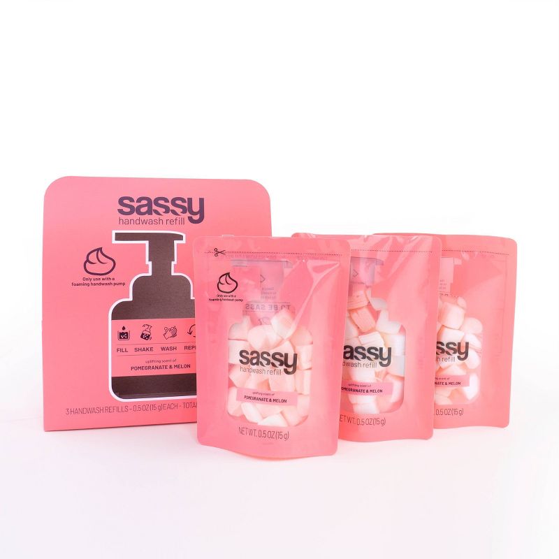 SASSY Refillable Foaming Handwash - Uplifting Scent of Pomegranate & Melon  - 0.5oz
