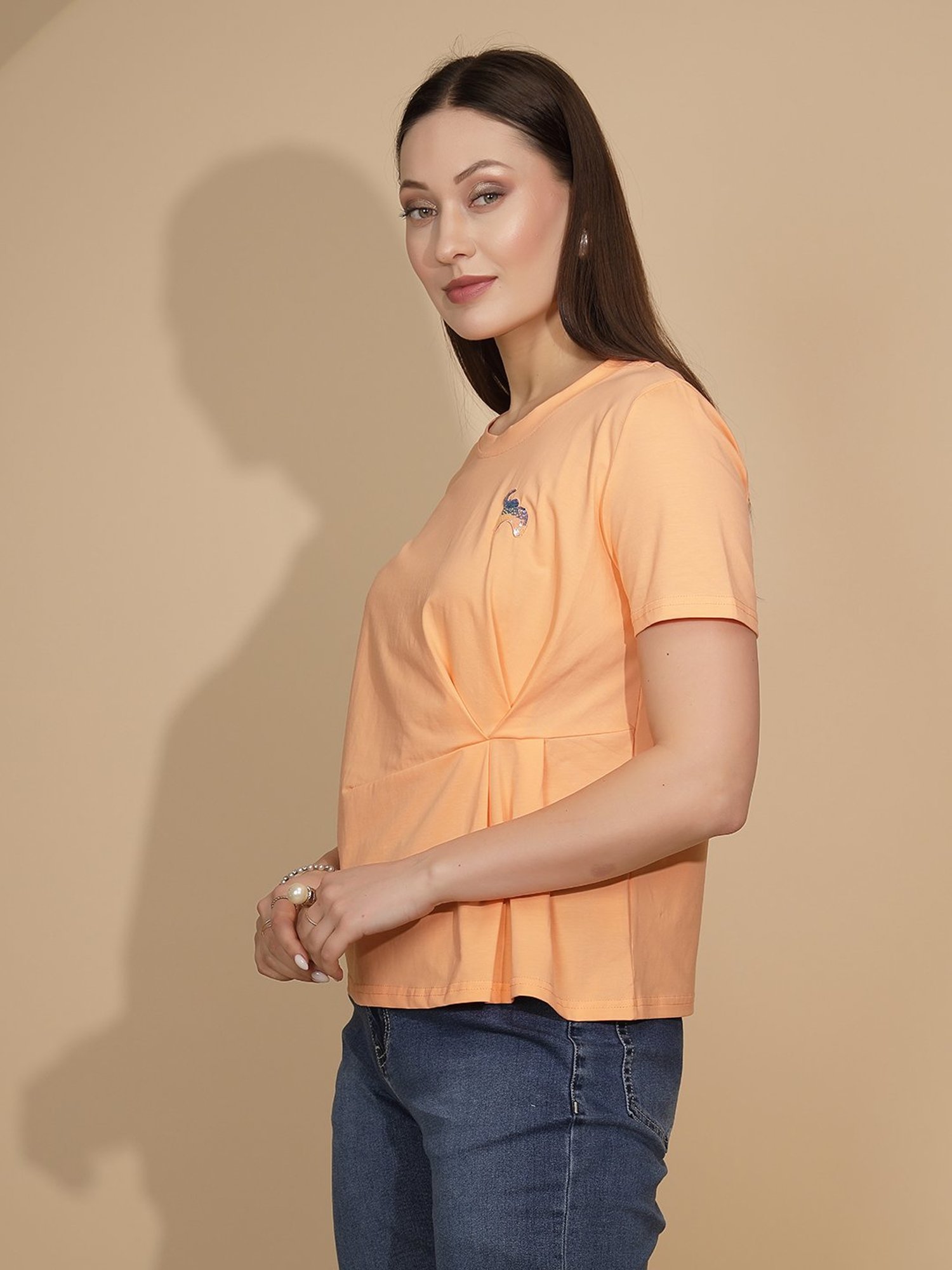 Global Republic Peach Embellished Top