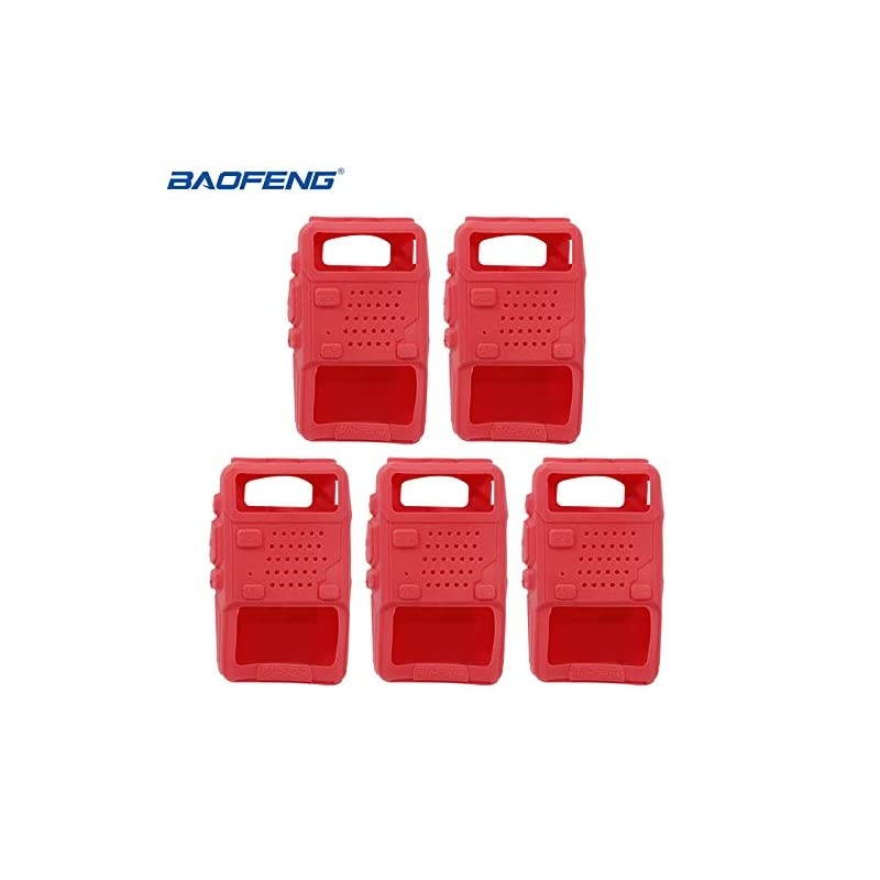 5pcs Handheld Soft Rubber Case Portable Silicone Cover Shell for  UV-5R Series Two Way Radios Walkie Talkie (Red)