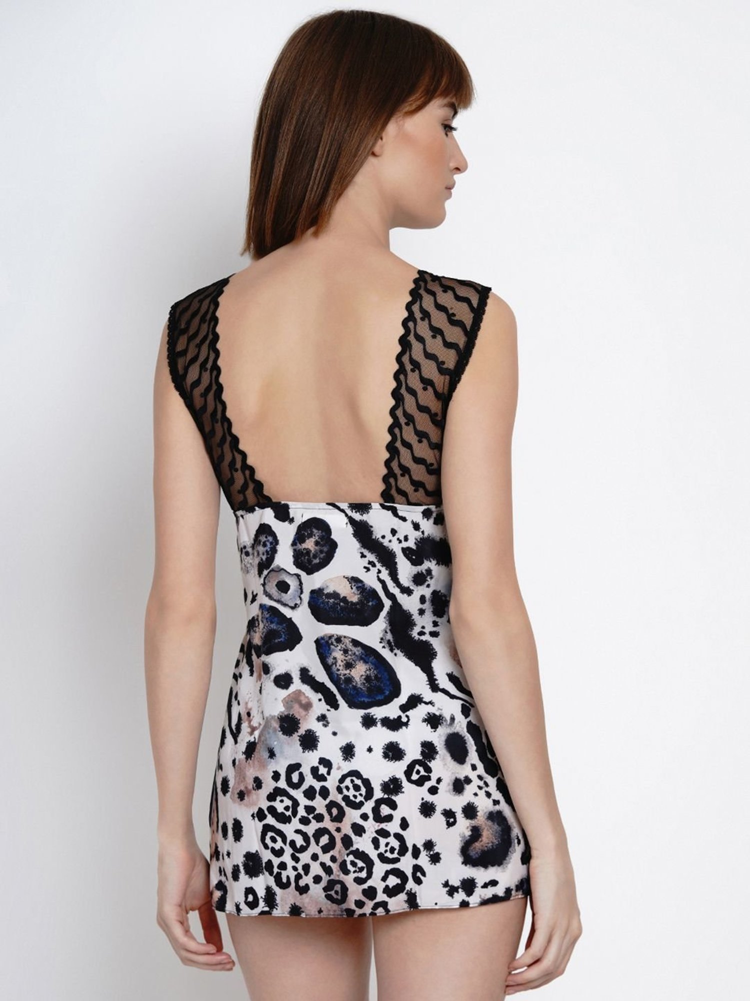 Erotissch White & Black Animal Print Babydoll