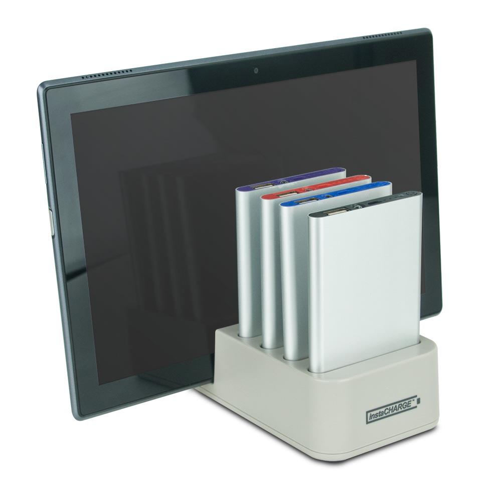 instaCHARGE Grab & Go 4-Pack 4000mAh Power Banks & Charging Station, Black