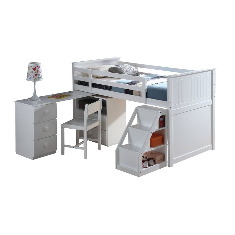 Wyatt Loft Bed with Chest/Swivel Desk and Ladder White - Acme Furniture