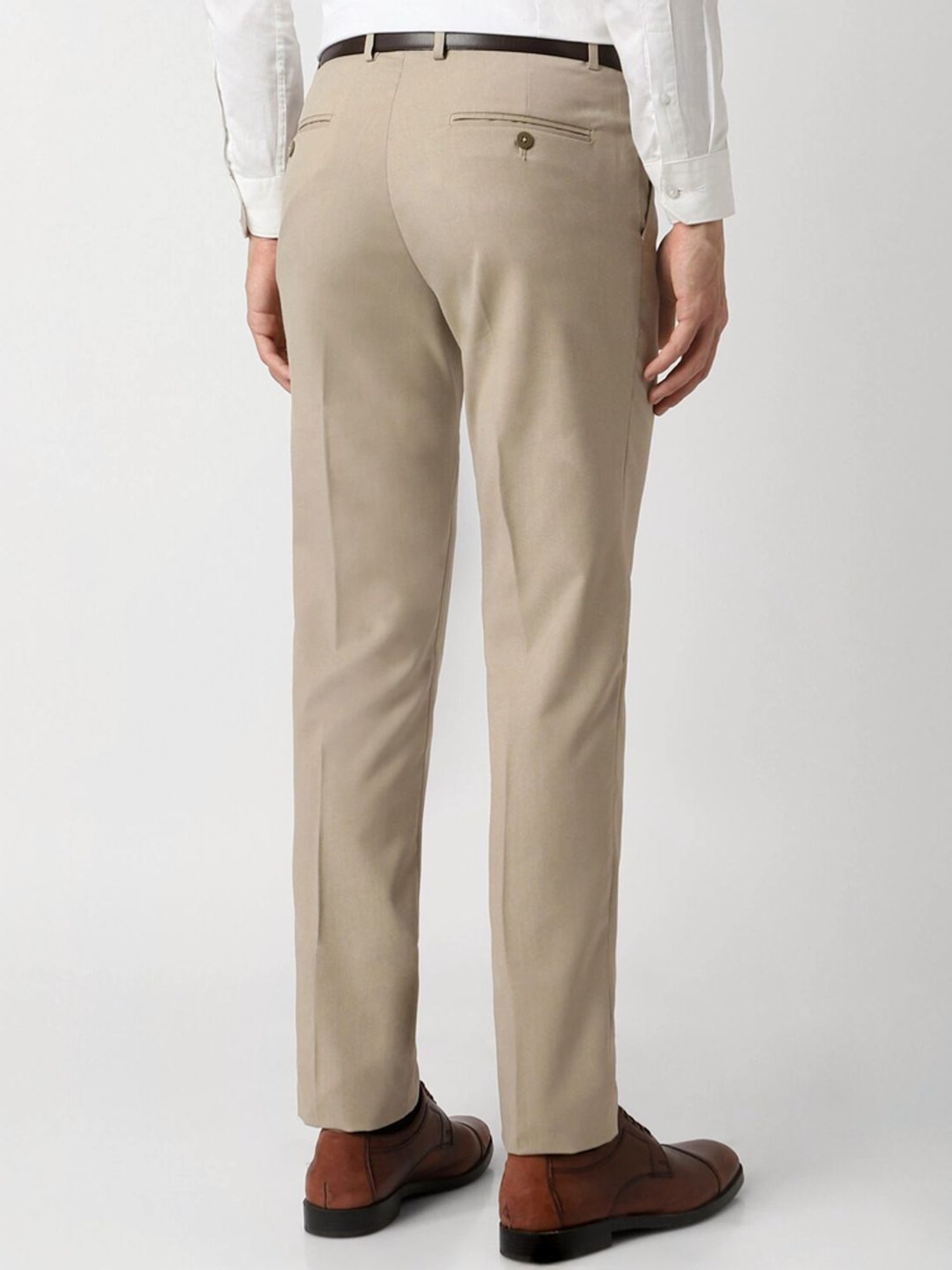 Peter England Khaki Slim Fit Trousers