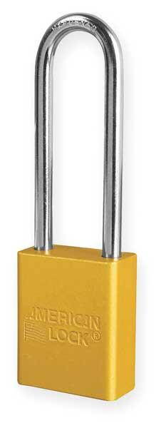 Anodized Aluminum Padlock, Yellow, Key Alk